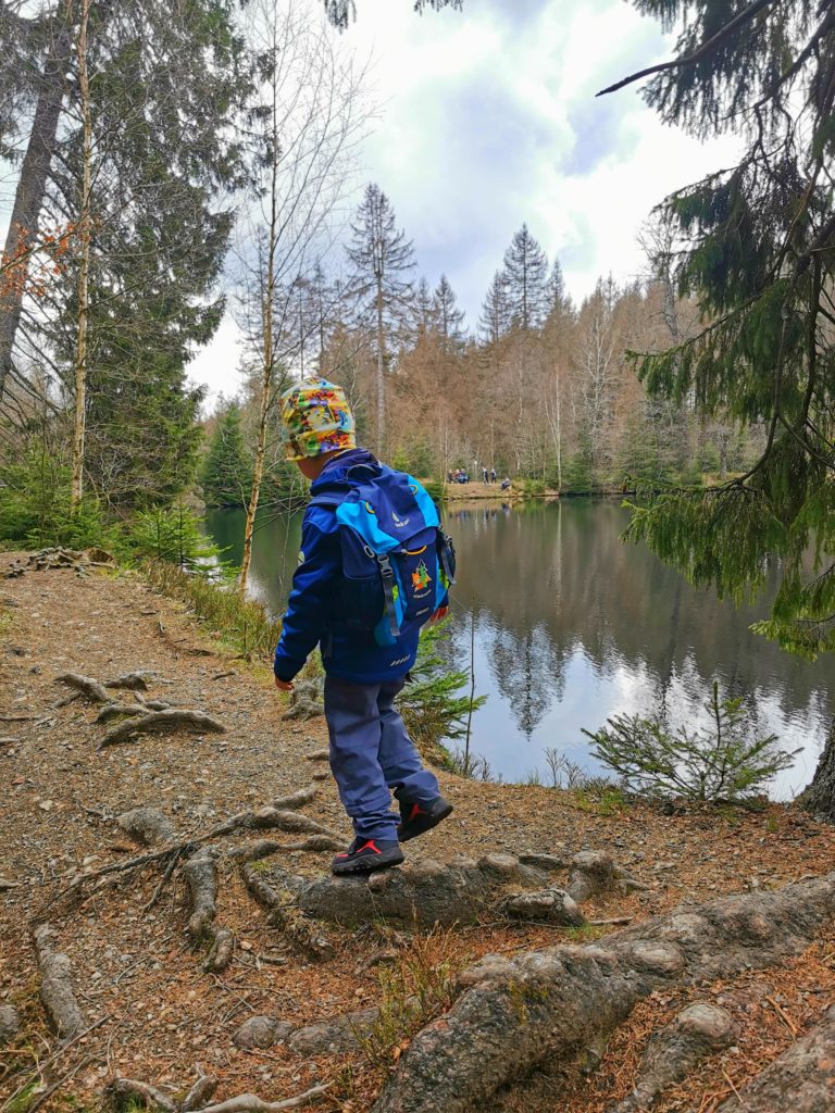 Am Silberteich im Harz beim Wandern mit Kindern