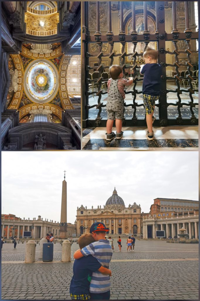 Kinder auf dem Petersdom und auf dem Petersplatz in Rom auf unserer Italien Reise mit Kindern, Ausflugstipps Rom mit Kindern