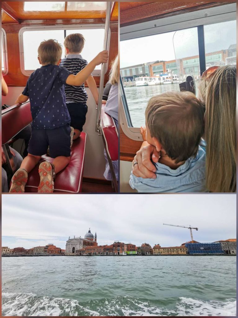 Mit den Kindern mit dem Wassertaxi zum Markusplatz in Venedig