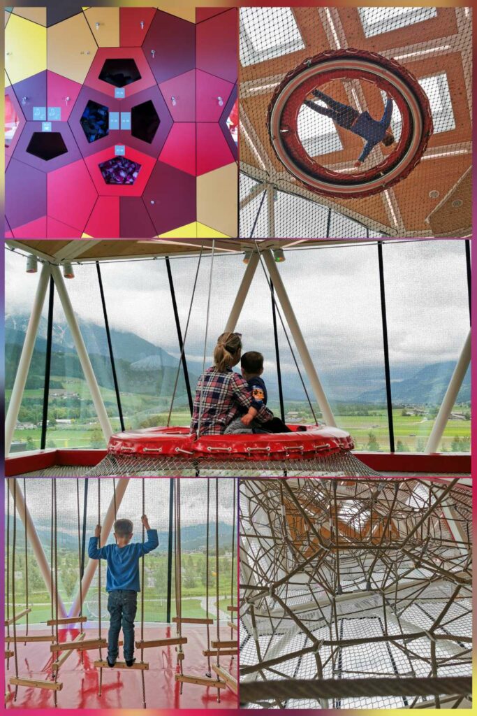 Swarovski Kriastallwelten, der Spielturm mit vielen Möglichkeiten zum Klettern und Toben, Indoorspielplatz Zillertal