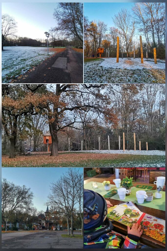 Peißnitz mit Kindern. Spielplatz, Kletterparcours, Peißnitzhaus-Café