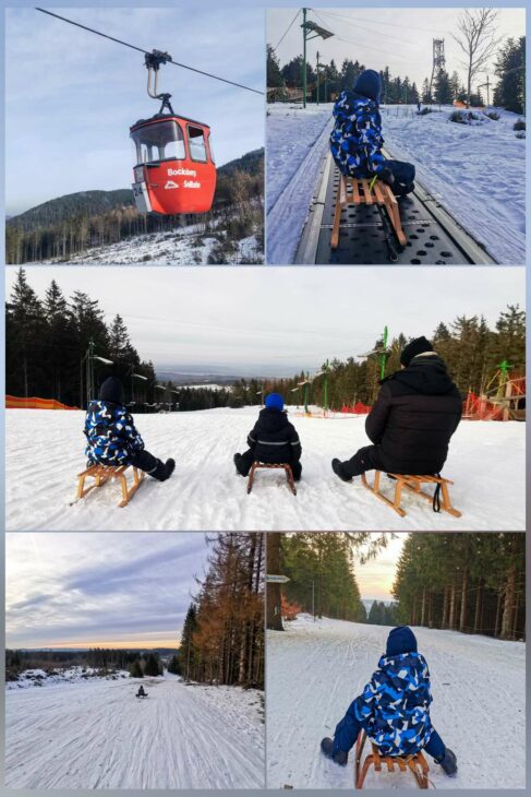 Rodeln mit Kindern auf dem Bocksberg, Winterurlaub Familien im Harz, Rodeln mit Kindern im Harz